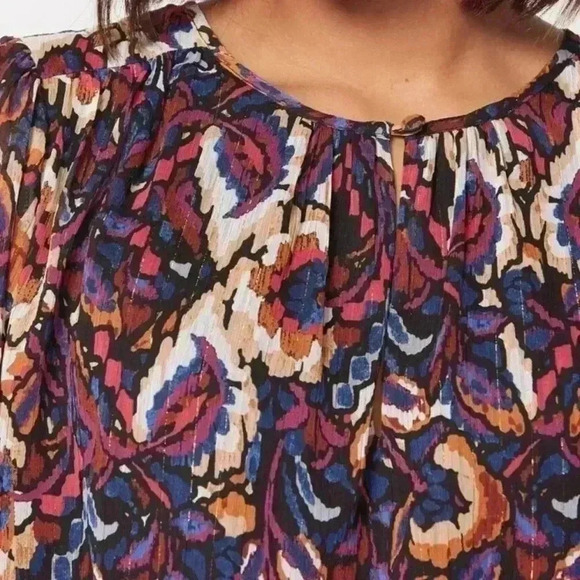 Evereve Stelle Abstract Blouse, Metallic, Holiday, Party Size XS - Picture 11 of 11